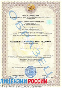 Образец сертификата соответствия аудитора №ST.RU.EXP.00006191-3 Новочебоксарск Сертификат ISO 50001